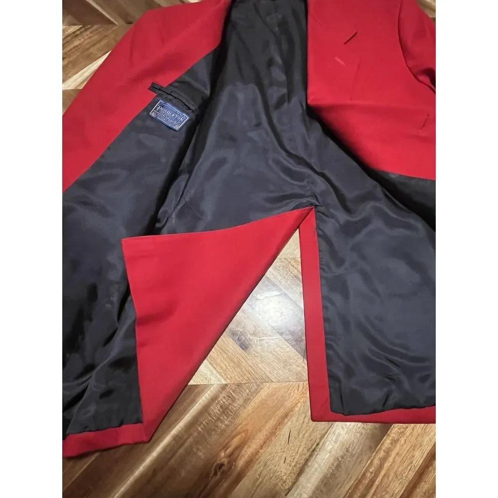 Pendleton Men's Size 46 Virgin Wool Bright Red blazer coat vintage USA - Picture 6 of 14